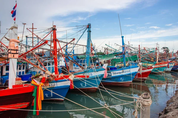 stock image fishing boats at a Pier in Thailand Southeast Asia