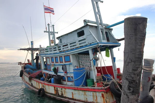 Рыболовные Суда Пирсе Таиланде Юго Восточной Азии — стоковое фото