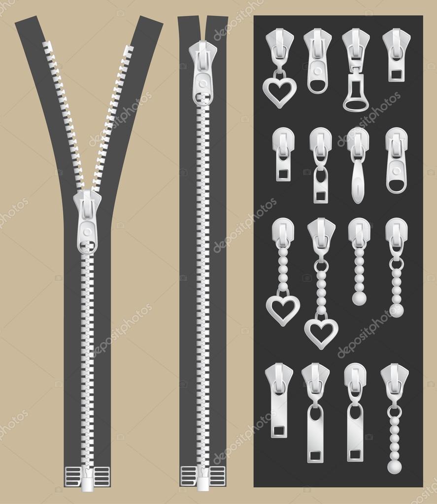 Zippers with sliders set — Stock Vector © rustamank 62115521