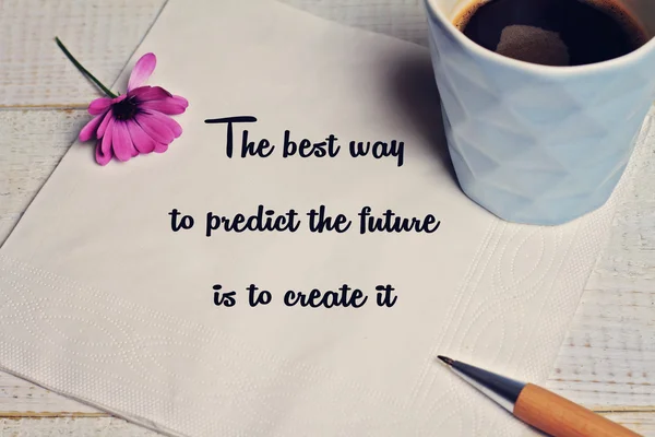 Inspiration motivation quote for woman the best way to predict the future is to create it. Success, Self development, Grow, Life, Happiness concept — Stock Photo, Image