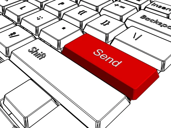 Skicka. Röd snabbknapp på datorns tangentbord — Stockfoto