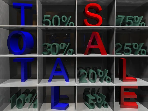 Witte plank met woord totale verkoop en procenten — Stockfoto