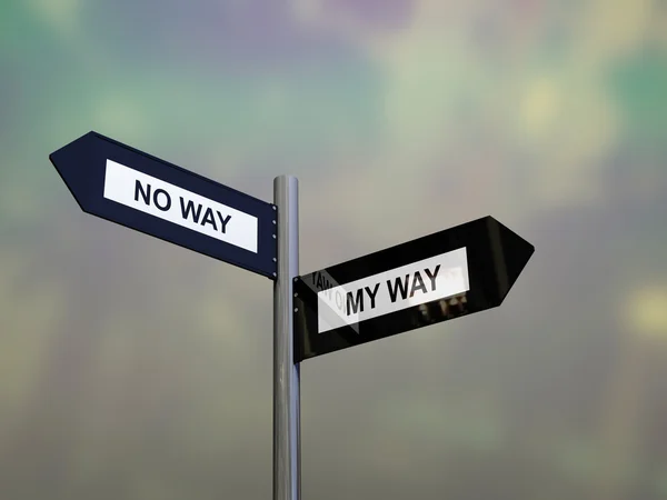 Signpost with my way or no way direction choices — Stock Photo, Image