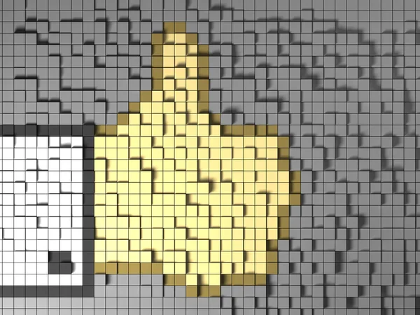 Thumbs up pixel art illustration — Stock Photo, Image