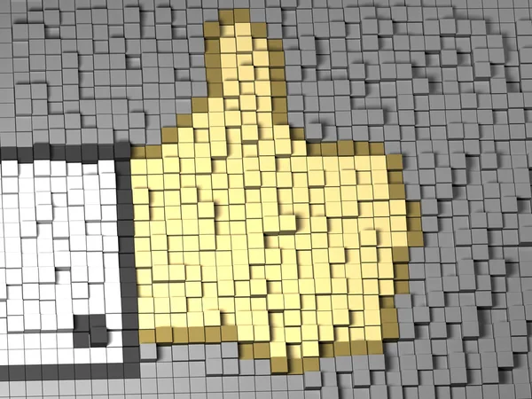 Thumbs up pixel art illustration — Stock Photo, Image