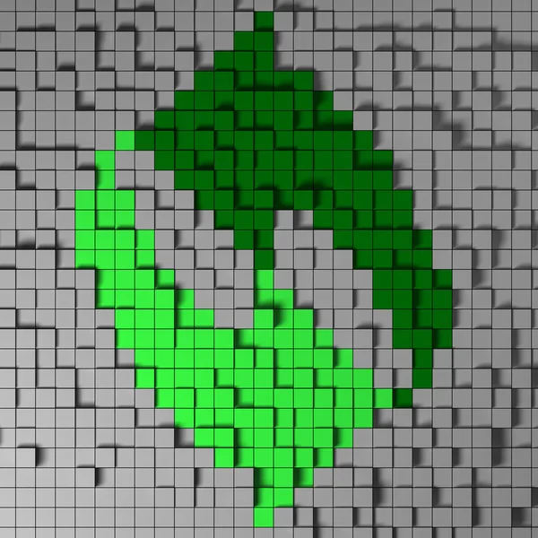 Recycle sign pixel art 3D illustration — Stock Photo, Image