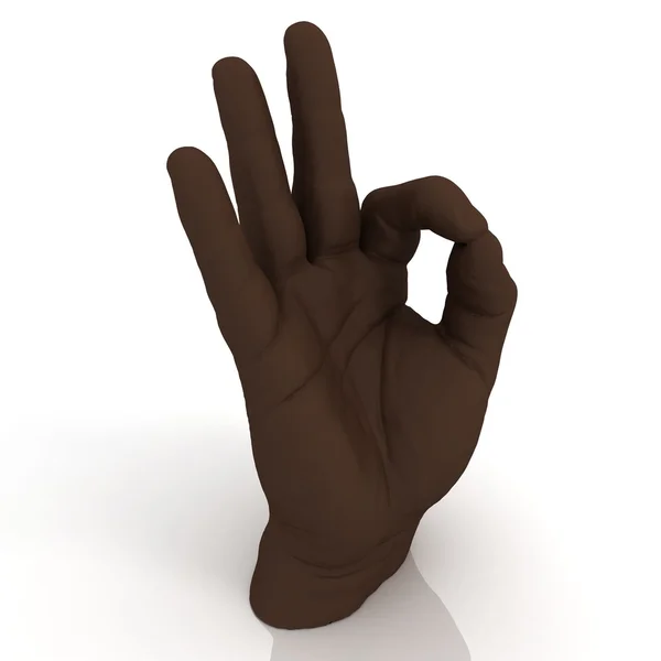 3D mano OK segno isolato su bianco — Foto Stock