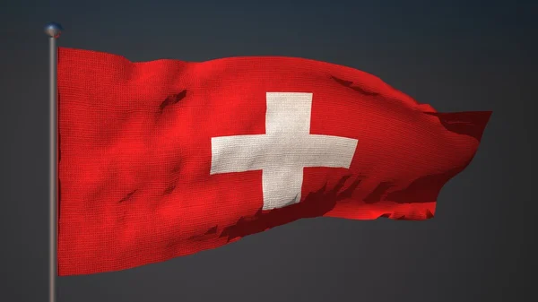 3D flagga Schweiz — Stockfoto