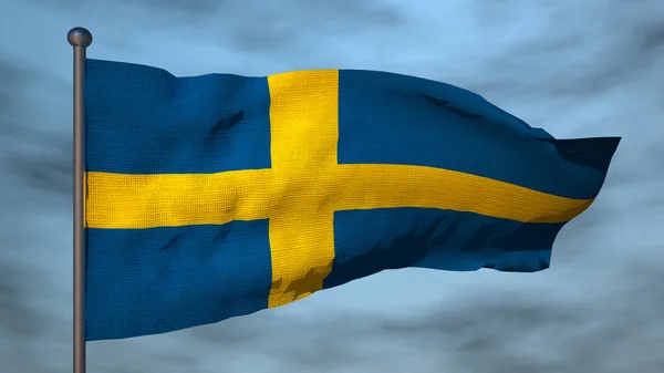 3D flag of Sweden on sky background — Stock Photo, Image