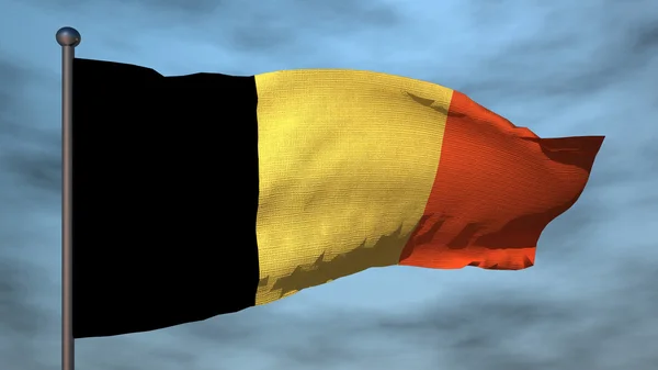 3D flag of Belgium on sky background — Stock Photo, Image