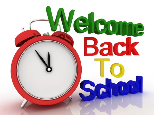3D clock with words welcome back to school. Education concept — Stock Photo, Image