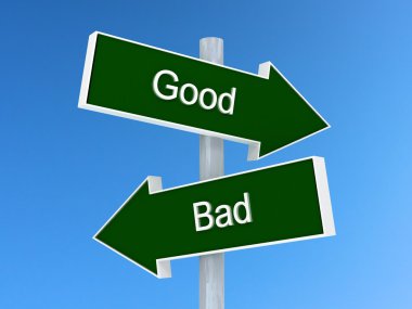 Good vs bad sign. Good or bad choice concept
