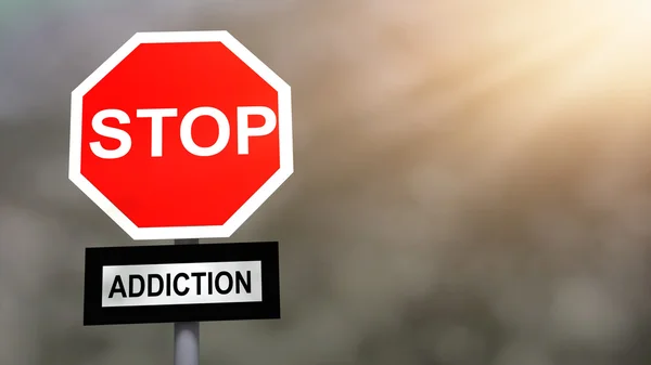 Stop addiction problem sign. Prevention and cure addiction problem concept. — Stock fotografie