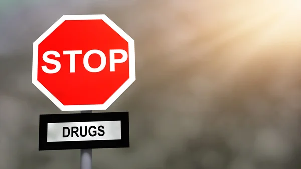 Stop drugs problem sign. Prevention and cure drug addiction problem concept. — Stok fotoğraf