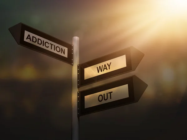 Addiction way out problem sign. Prevention and cure addiction problem concept. — Stock fotografie