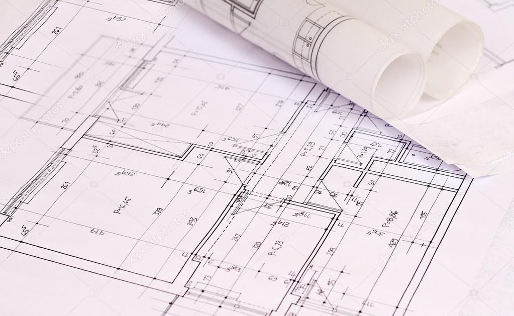 Architecture background: Construction plan tools and blueprint drawings