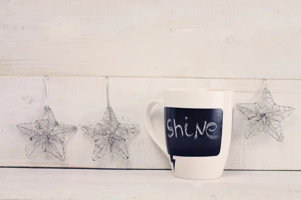 Motivation quotation Shine witten on mug. Love, life, Inspiration Quotes. Chalkboard Coffee Mug — Stock fotografie