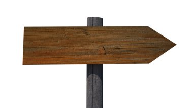 Beyaz arka plan üzerinde izole yolda eski vintage boş ahşap işareti