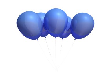 Beyaz arkaplanda izole edilmiş mavi balonlar.