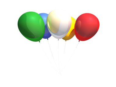 Beyaz arkaplanda izole edilmiş renkli balonlar.