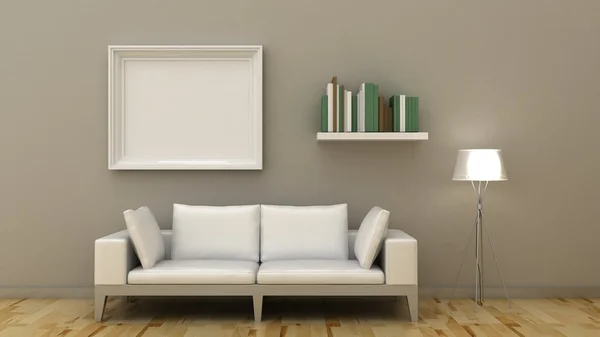 Empty picture frames in classic interior background on the decorative painted wall with wooden floor. Copy space image. 3d render — Stok fotoğraf