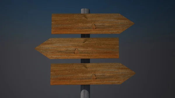 Old vintage empty wooden sign on road — Stock Photo, Image