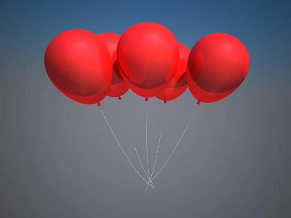Röda ballonger på himmel bakgrund. — Stockfoto