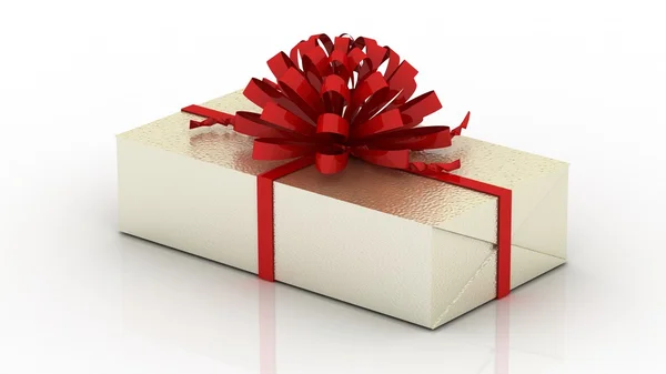 Gift box with ribbon, isolated on the white background. Christmas, birthday and valentine concept. — Stock Photo, Image