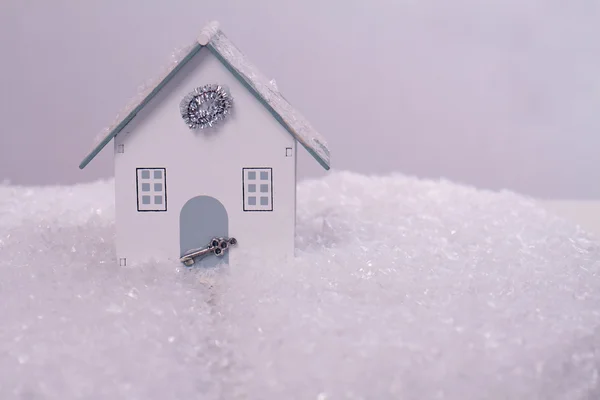 Idilyc house covered by Snow. Winter, New year decoration.  Christmas background — Stock Photo, Image