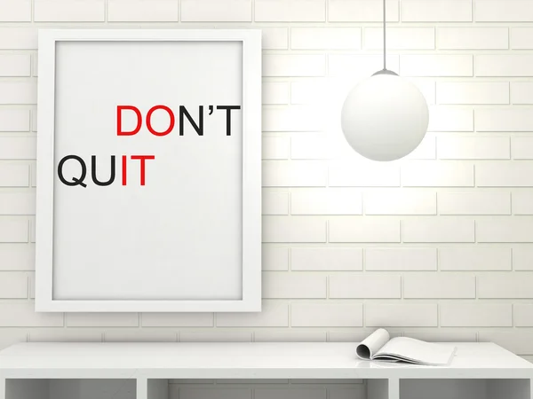 Motivation words  Do It, Don't Quit, inspiration quote. Poster in frame in modern interior. Scandinavian style home interior decorration. 3d render — Stok fotoğraf