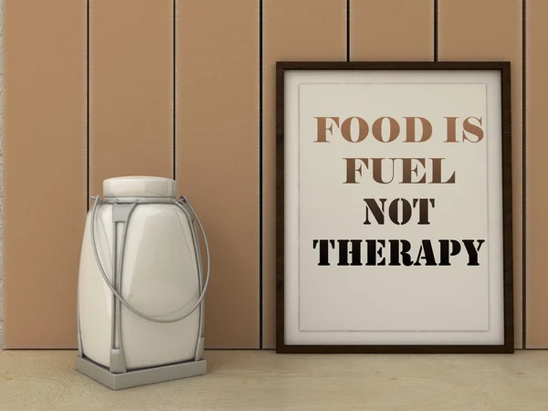 Мотивационные слова Food is Fuel not Therapy. Здоровое питание, образ жизни, саморазвитие, работа над собой, изменения, концепция. Вдохновляющая цитата. Художественное оформление стен . — стоковое фото