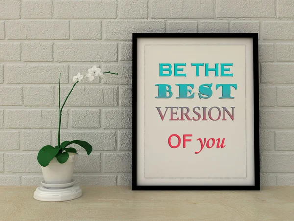 Motivation words be the best version of you. Inspirational quote, Self development, Working on myself, Change, Life, Happiness concept. Home decor wall art. Scandinavian style — Stock Photo, Image