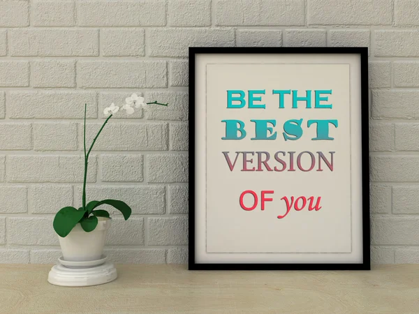 Motivación palabras ser la mejor versión de usted. Cita inspiradora, Desarrollo personal, Trabajo en mí mismo, Cambio, Vida, Concepto de felicidad. Decoración para el hogar arte mural. Estilo escandinavo —  Fotos de Stock