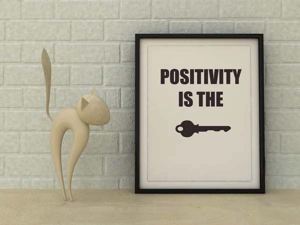 Мотивационные слова Позитивность это ключ. Вдохновляющая цитата. Изменения, жизнь, счастье. Домашнее оформление стен. Скандинавский стиль — стоковое фото