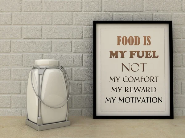 激励词 食物不是我的安慰、奖励、动力。健康饮食，生活方式，自我发展，自我努力，改变，观念。鼓舞人心的报价. 免版税图库图片