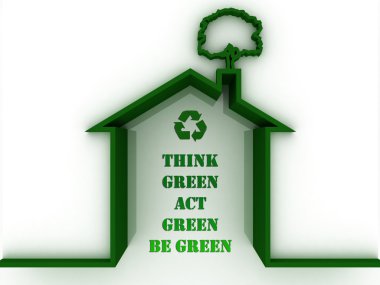 Environmental awareness, ecology concept. Poster with words Thin Green, Act Green, Be green