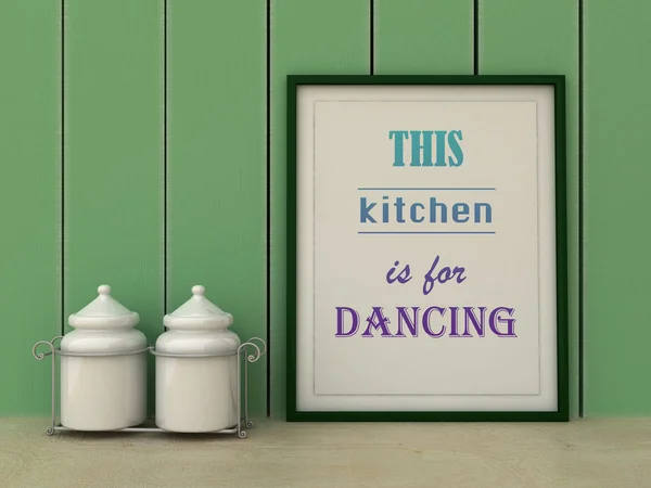 This kitchen is for dancing. Kitchen Art poster. Inspirational quotation. Home decor art. Scandinavian style — Stock Photo, Image