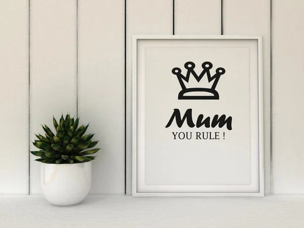 Afiche de motivación, mamá, tú mandas. Cita inspiradora. Idea de regalo de cumpleaños de Navidad para madre. Regalo del día de la madre. Decoración del hogar. Concepto familiar — Foto de Stock