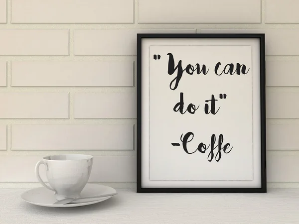 Motivación, Café: Puedes hacerlo. Cartel de arte de cocina. Arte amante del café. Decoración de oficina. Idea de regalo gourmet. Cita inspiradora. Éxito, concepto de desarrollo personal — Foto de Stock