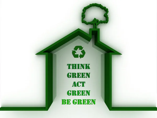 Environmental awareness, ecology concept. Poster with words Thin Green, Act Green, Be green — Zdjęcie stockowe