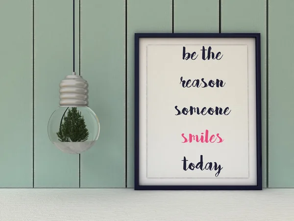 Inspiráló motivációs idézet. Legyen az OK valakinek mosolyog ma. Élet, boldogság koncepció. Skandináv stílusú otthon belsőépítészet. — Stock Fotó