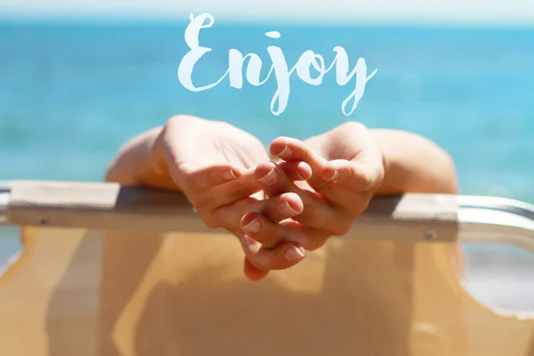 Enjoy summer holiday, vacation.Inspirational motivational poster Enjoy. — Stock Photo, Image