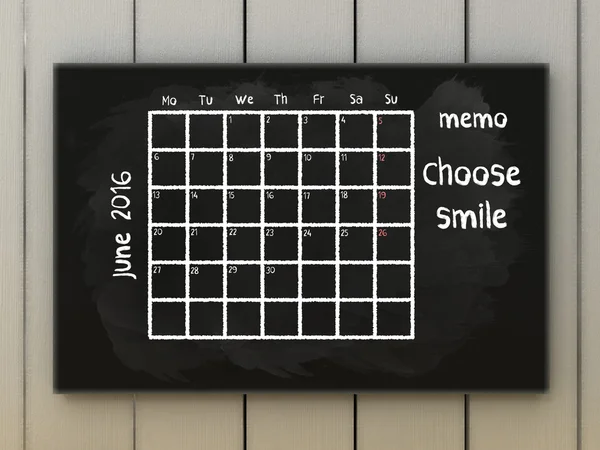 Inspiration motivation quotes calendar. Motto for June Choose smile. Calendar march 2016 on blackboard written with chalk. — Stock Photo, Image