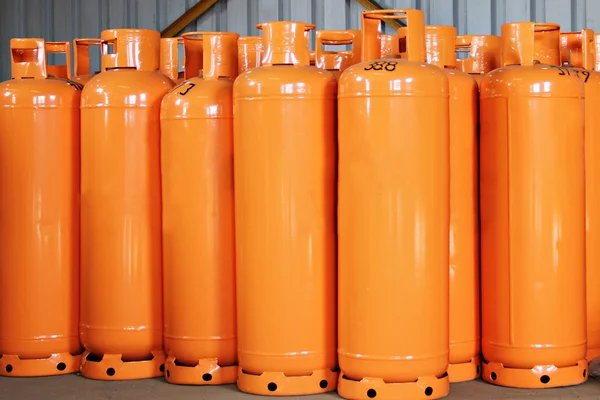 液化石油气气瓶。液化石油气厂 — 图库照片