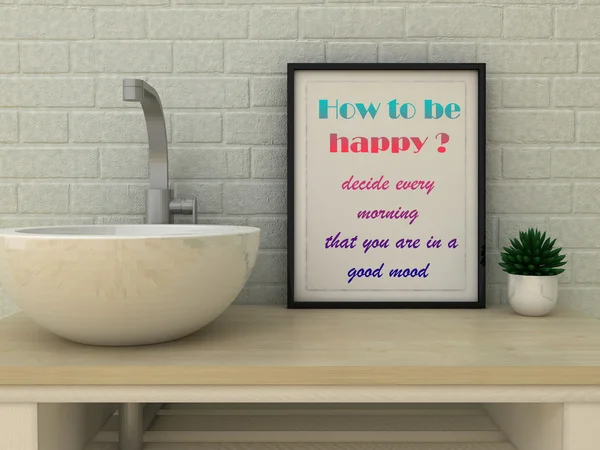 Motivation words how to be happy decide every morning that you are in a good mood . Self development,  Change, Life, Happiness concept. Inspirational quote. 3D render — Stok fotoğraf