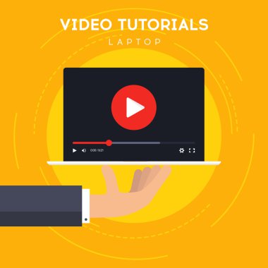 Video tutorials üstünde Laptop simgesi kavramı