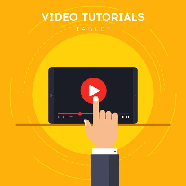 Video tutoriales en concepto de icono de la tableta — Vector de stock