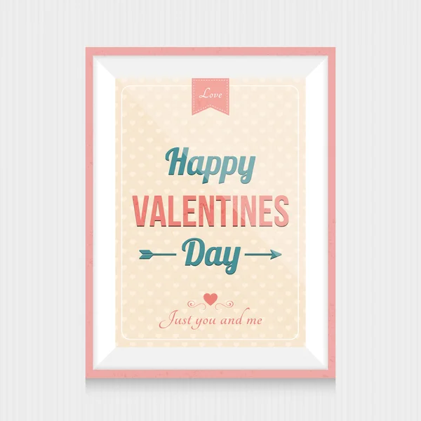 Glückliche Valentinstags-Karten mit Ornamenten, Herzen, Schleife und Pfeil im Rahmen — Stockvektor