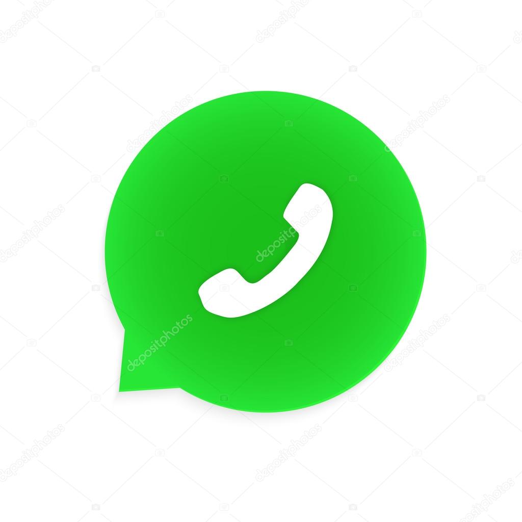 Green phone handset in speech bubble vector icon