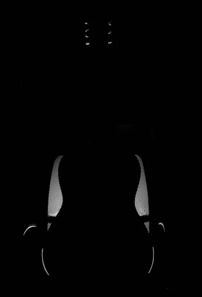Schwarz-weiße Kontur einer Gitarre mit Hintergrundbeleuchtung — Stockfoto